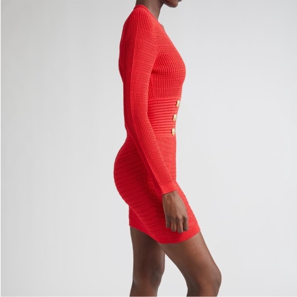 Balmain Button Detail Long Sleeve Sweater Dress - Picture 5 of 6